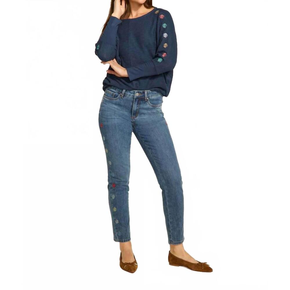 NEW FDJ olivia floral pencil ankle jeans in medium wash